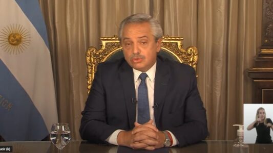alberto fernandez en la cadena nacional al cumplirse un ano de la pandemia en la argentina 1147456