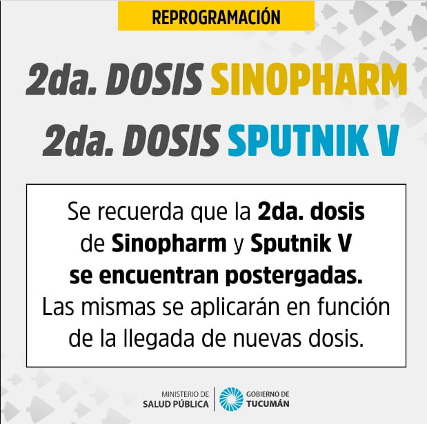 Postergan la segunda dosis de vacunación de Sinopharm y Sputnik V 6 210425183445 39203