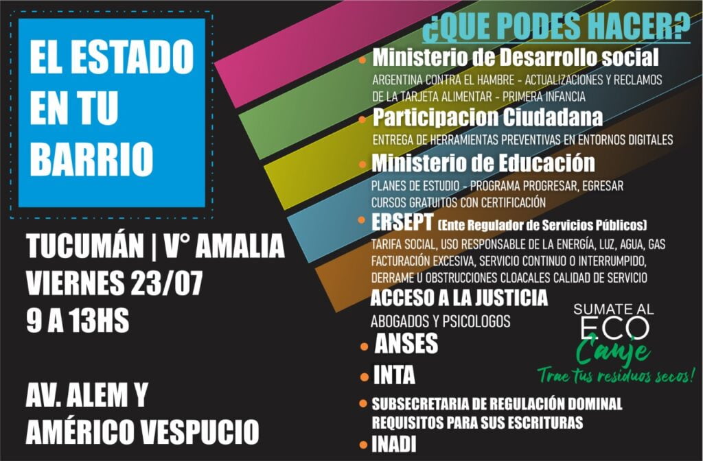 El programa “El Estado en tu Barrio” estará en Villa Amalia 6 WhatsApp Image 2021 07 22 at 16.08.13