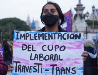 Cartel en reclamo del Cupo Laboral Trans