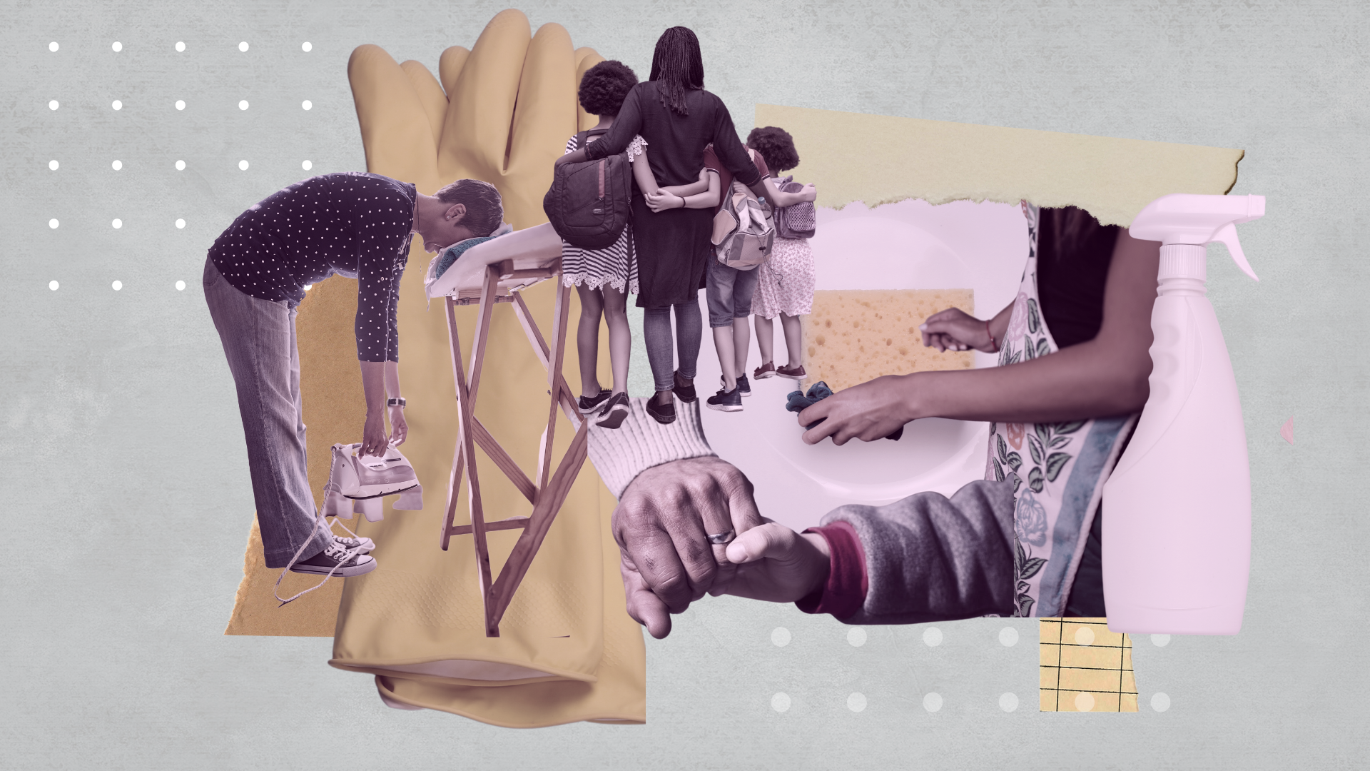 collage sobre las tareas de cuidado en igualdad