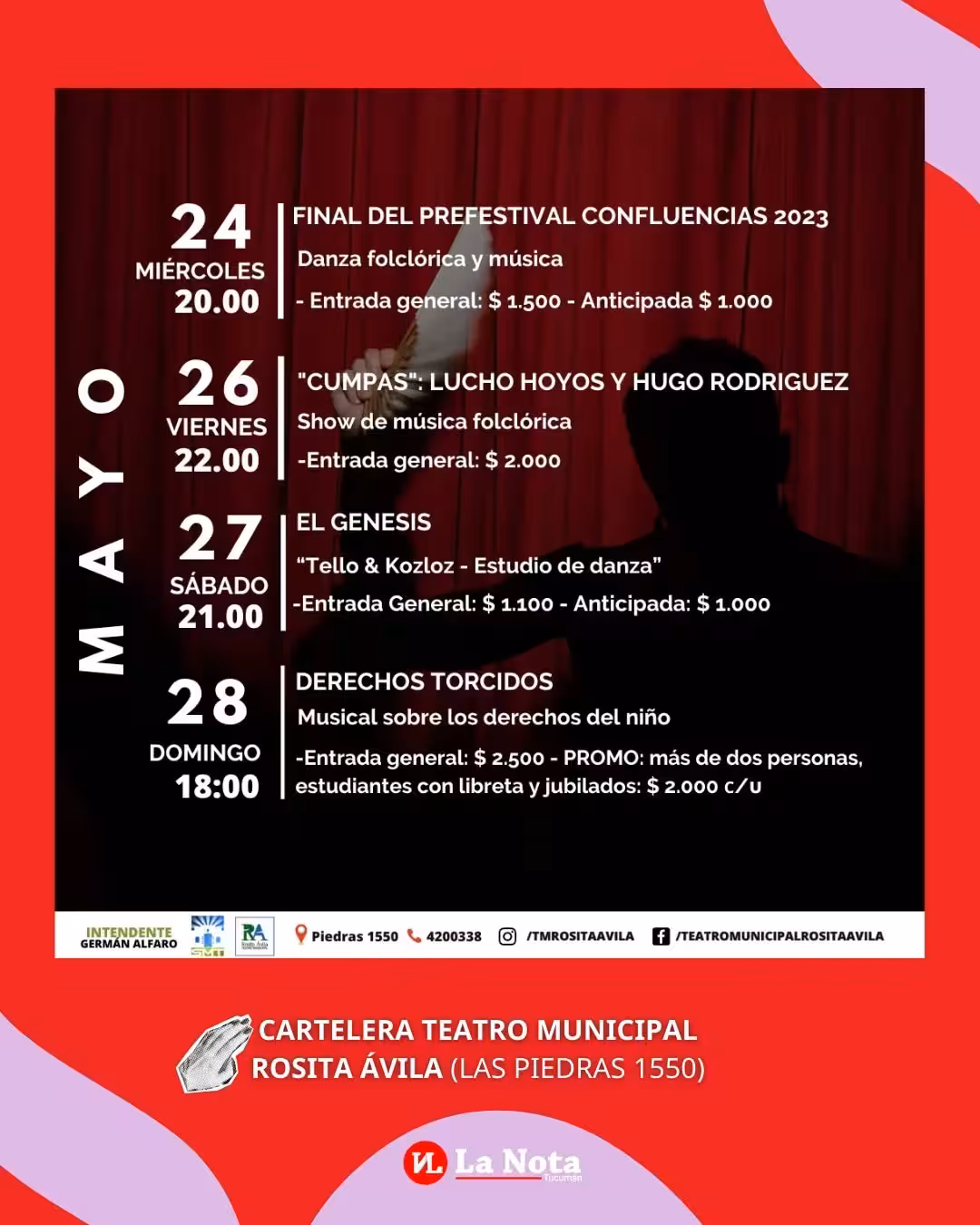 Cartelera del Teatro Municipal Rosita Ávila